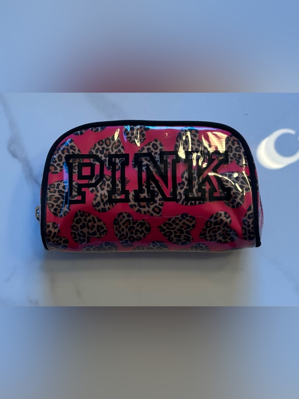 Victoria’s Secret Pink Leopard Heart Print Cosmetic/Toiletry Pouch